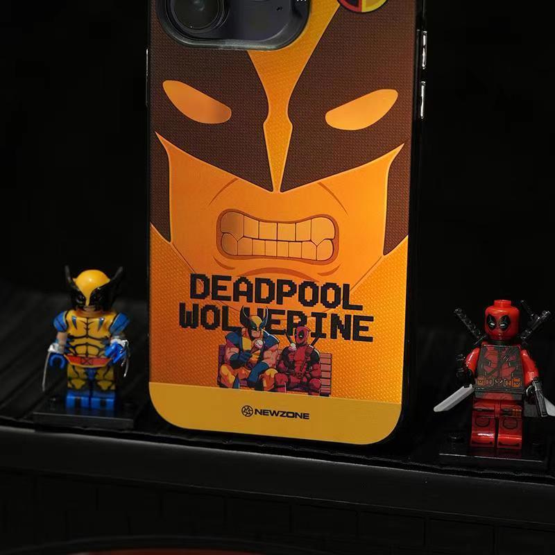 Marvel Deadpool & Wolverine Mask Phone Case for iPhone, Marvel Superhero Full Print Protective Cover, Shockproof Anti-Scratch Phone Shell, 4 Styles Available, Comic Character Collectible Phone Case Gift for Marvel Fans