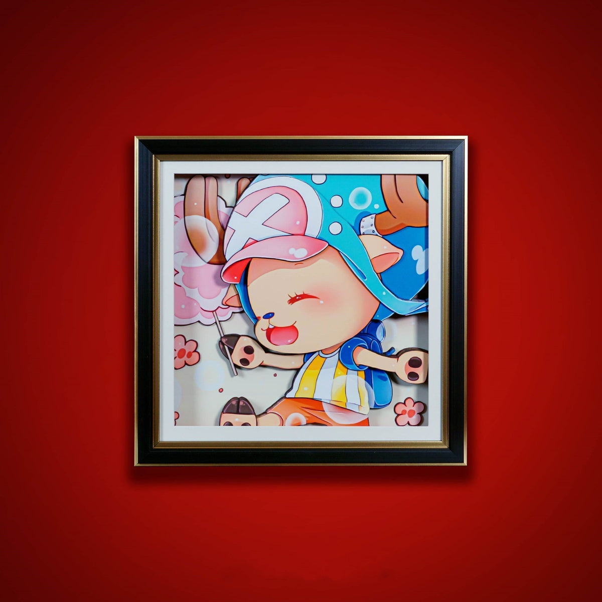 One Piece Monkey D. Luffy Nika Form 3D Paper Carving Art Frame, Anime Handcrafted Layered Paper Cut Wall Art Decor, Framed Anime Poster Desktop Display Painting, Collectible Wall Decoration Gift for One Piece Fans