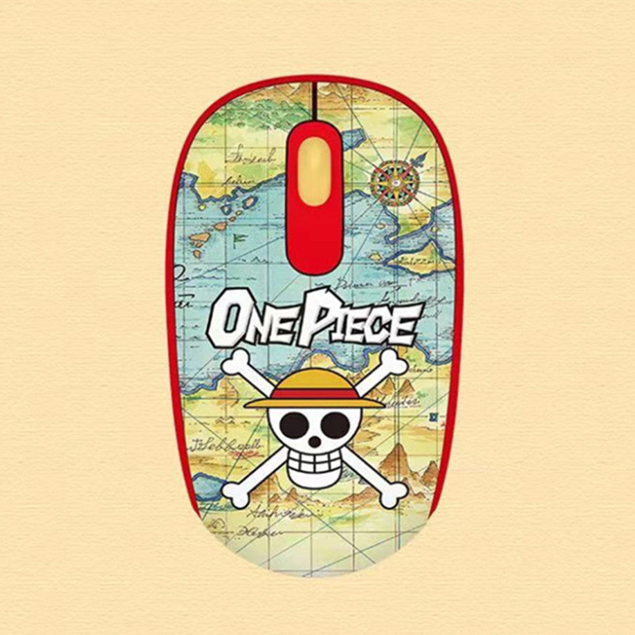 One Piece Anime 2.4G Wireless Mouse, Portable Optical Computer Mouse with Tony Tony Chopper & Straw Hat Skull Pattern, Ergonomic Silent Mice for Laptop PC Desktop, Anime Fan Gift