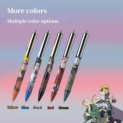 Naruto Anime Ballpoint Pen Set, 5 Pcs Character Printed Metal Gel Pens with Collectible Iron Gift Box, Naruto Sasuke Sakura Kakashi Itachi Stationery Set, Anime Merch School Writing Pens Gift for Naruto Fans