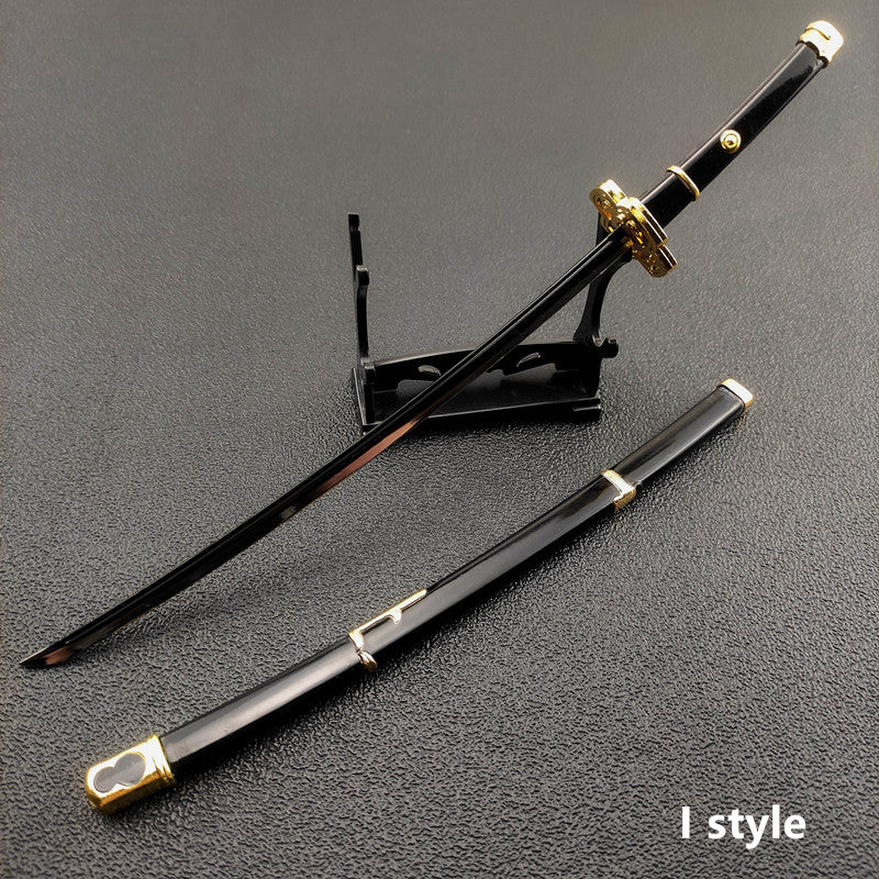 One Piece Roronoa Zoro Mini Katana Sword Replica, Anime Zoro Sword Set, Metal Model Sword with Display Stand, Cosplay Prop Desktop Decoration, Collectible Gift for One Piece Fans