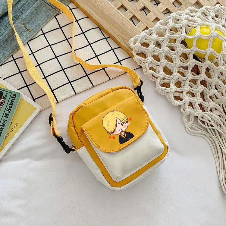 One Piece Anime Mini Crossbody Bag, Luffy Zoro Nami Chopper Sanji Character Print Small Shoulder Purse, Cute Canvas Sling Bag, Anime Fan Daily Messenger Bag Gift