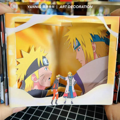 Naruto Anime Book Nook Paper Craft Kit, 3D Paper Cut Diorama Book, DIY Papercraft Scene Model, Anime Bookend Display Art Decor, Naruto Fan Handmade Gift