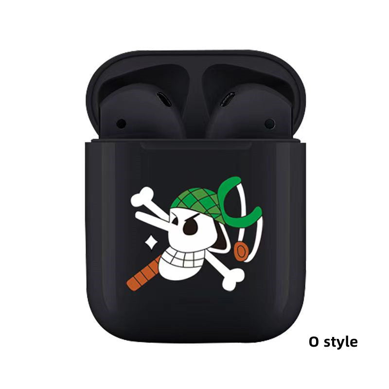 One Piece Anime TWS Wireless Earbuds, Luffy Zoro Sanji Chopper Skull Logo Printed Bluetooth Earphones, Stereo In-Ear Headphones with Portable Charging Case, Anime Fan Gift Wireless Headset