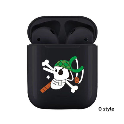 One Piece Anime TWS Wireless Earbuds, Luffy Zoro Sanji Chopper Skull Logo Printed Bluetooth Earphones, Stereo In-Ear Headphones with Portable Charging Case, Anime Fan Gift Wireless Headset