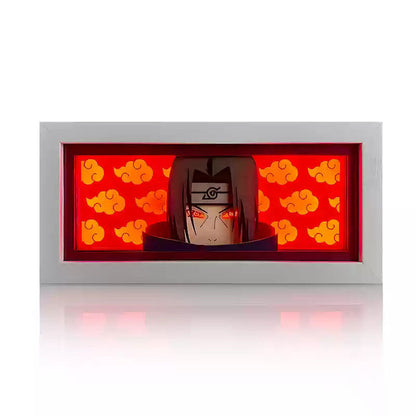 Naruto Anime Paper Cut Light Box, 3D Paper Carving LED Frame Lamp, Sharingan Character Night Light, Desktop Wall Art Decor, Collectible Anime Gift for Naruto Fans