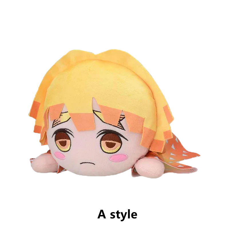 Demon Slayer Kimetsu no Yaiba Lying Plush Doll, Cute Anime Character Stuffed Pillow Plushie, Tanjiro Nezuko Zenitsu Inosuke Giyuu Shinobu Soft Toy, Anime Collectible Plush Gift for Fans