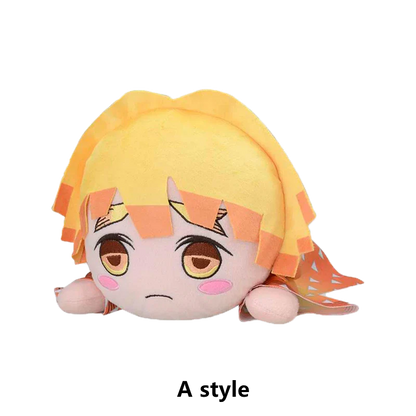 Demon Slayer Kimetsu no Yaiba Lying Plush Doll, Cute Anime Character Stuffed Pillow Plushie, Tanjiro Nezuko Zenitsu Inosuke Giyuu Shinobu Soft Toy, Anime Collectible Plush Gift for Fans