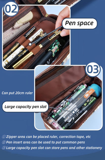 One Piece Anime Pencil Case, Luffy Zoro Sanji Chopper Wanted Poster Large Capacity Pen Bag, Multi-layer Canvas Stationery Storage Pouch, Anime School Supplies Gift for One Piece Fans