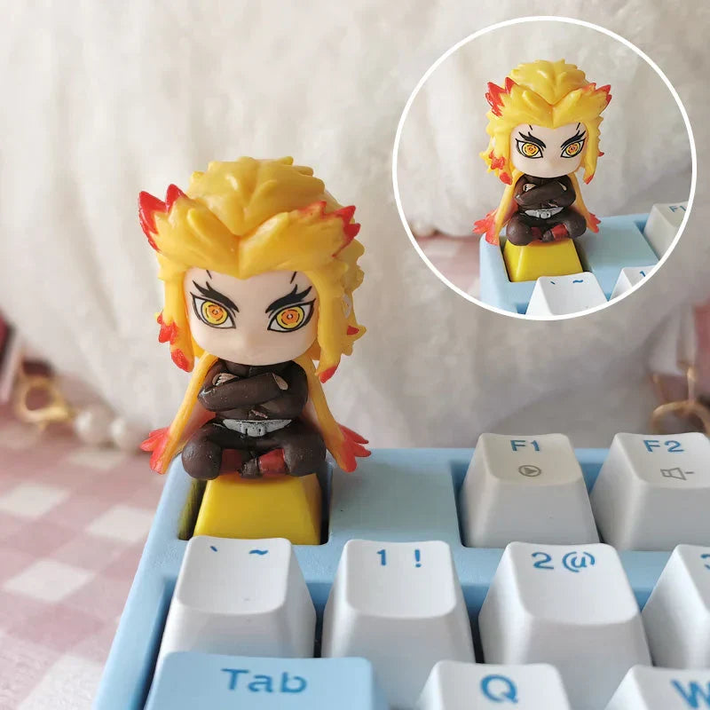 Demon Slayer Anime Keycap Set, 3D Handmade Resin Artisan Keycaps, Tanjiro Nezuko Zenitsu Inosuke Custom ESC Key Cap, Cherry MX Switch Decorative Keycap for Mechanical Keyboard