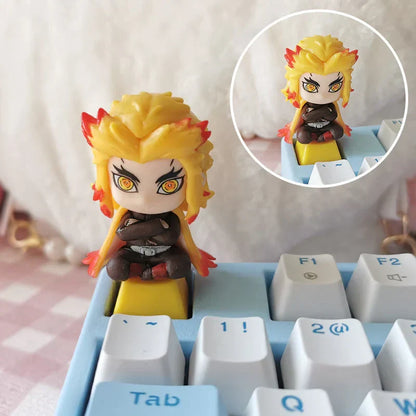 Demon Slayer Anime Keycap Set, 3D Handmade Resin Artisan Keycaps, Tanjiro Nezuko Zenitsu Inosuke Custom ESC Key Cap, Cherry MX Switch Decorative Keycap for Mechanical Keyboard