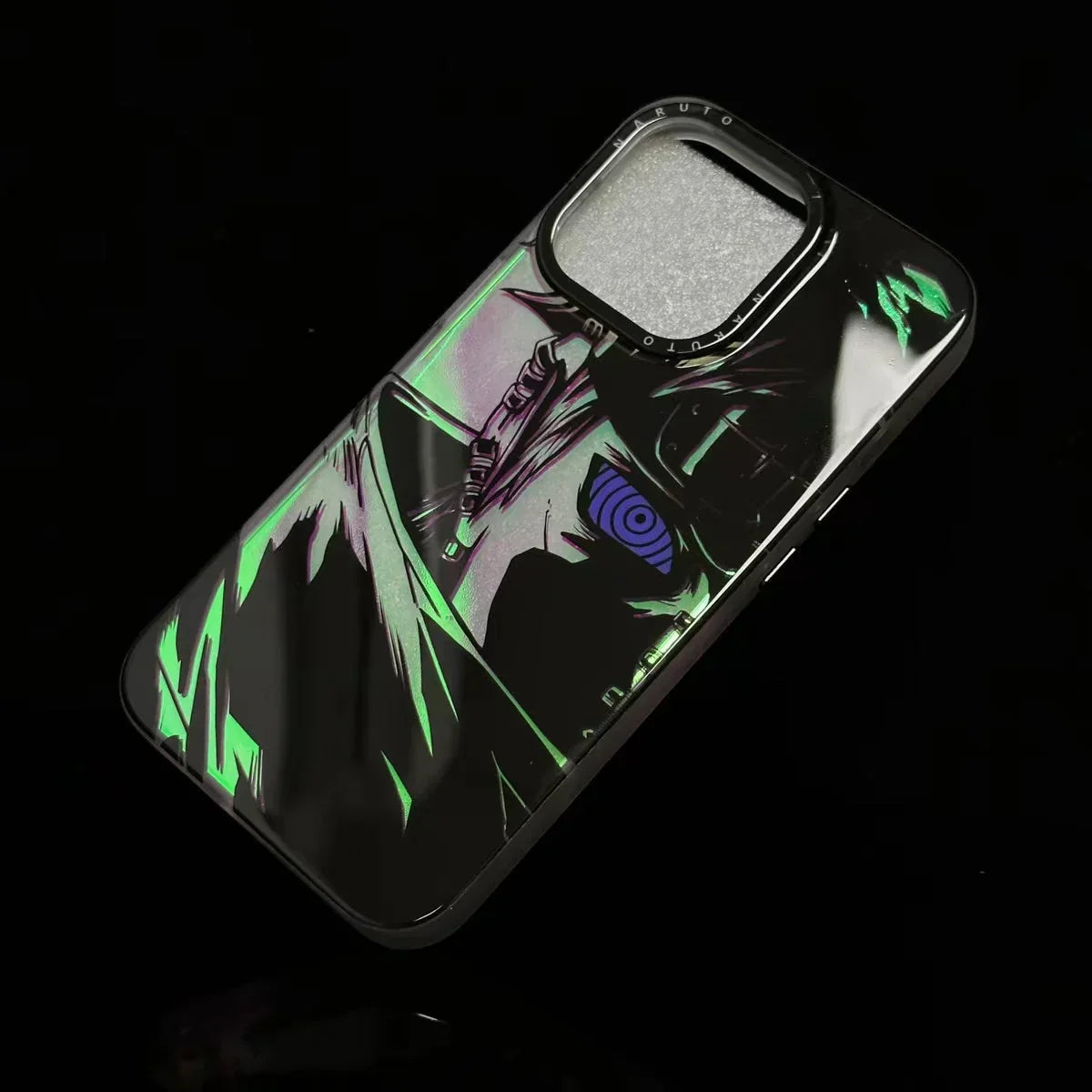 Naruto Anime Laser Holographic Phone Case for iPhone, Kakashi Pain Manga Art Print Shockproof Soft TPU Phone Cover, Iridescent Laser Flash Surface Slim Protective Phone Shell, Naruto Anime Fan Gift for iPhone