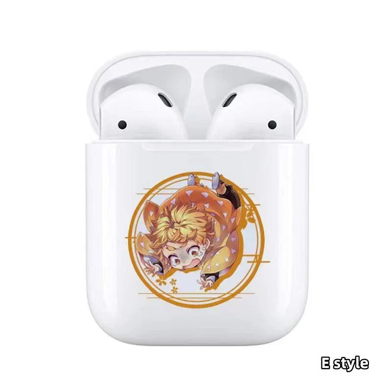 Demon Slayer Wireless Bluetooth Earbuds, Tanjiro Nezuko Zenitsu Giyuu Anime Print TWS Earphones, Touch Control Stereo Sound Headset, Portable Earbuds Case, Anime Fan Gift