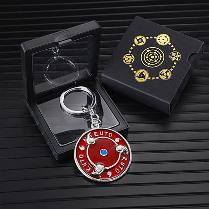 Naruto Sasuke Itachi Kakashi Rotating Sharingan Keychain Metal Anime Pendant Key Ring Cosplay Accessory Collectible Key Charm Gift For Anime Fans
