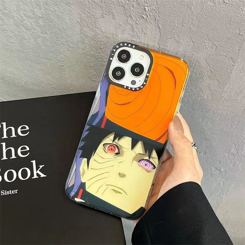 Naruto Anime Phone Case for iPhone, Obito Uchiha Manga Character Print Shockproof Protective Case, Cool Naruto Graphic Phone Cover, Naruto Anime Merch Gift for Anime Fans