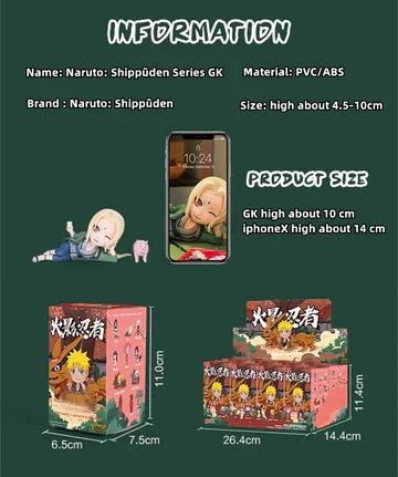 Naruto Anime Q Version Blind Box Figure, Uzumaki Naruto Sasuke Hinata Sakura Kakashi Jiraiya Collectible Figurine, Cute Chibi Character Statue, Desktop Decoration Gift for Naruto Fans