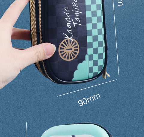 Demon Slayer Kimetsu no Yaiba Pencil Case, Hard Shell EVA Anime Pencil Box, Large Capacity Stationery Storage Bag, Tanjiro Nezuko Zenitsu Inosuke Pen Pouch, School Supplies for Students, Anime Merch Gift
