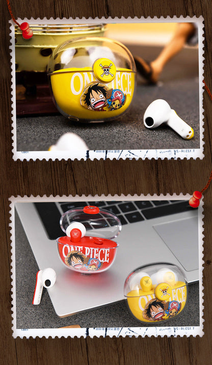 One Piece Monkey D. Luffy Tony Tony Chopper True Wireless Bluetooth 5.3 Earbuds Smart Touch Control Half‑in‑Ear Headphones with Transparent Charging Case Anime Gift For Fans