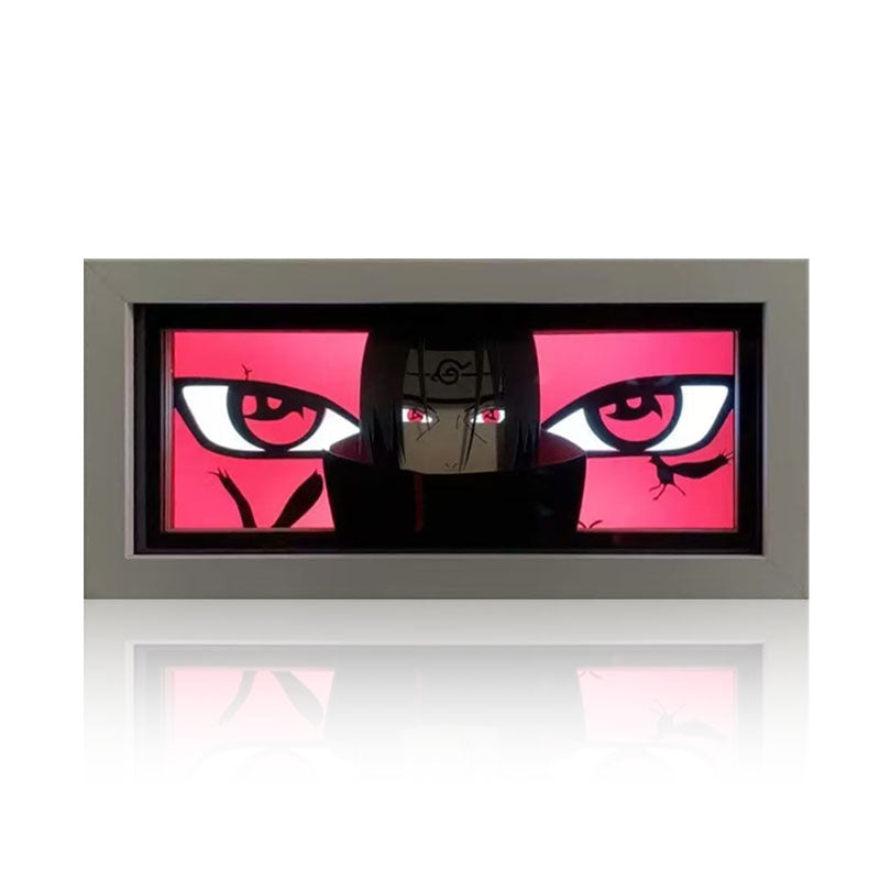 Naruto Anime Paper Cut Light Box, 3D Paper Carving LED Frame Lamp, Sharingan Character Night Light, Desktop Wall Art Decor, Collectible Anime Gift for Naruto Fans