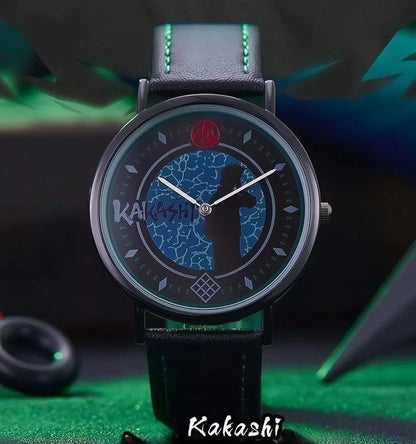 Naruto Anime Character Quartz Watch, Uchiha Sasuke Itachi Kakashi Naruto Wrist Watch, Vintage PU Leather Strap Analog Watch, Anime Cosplay Accessory Collectible Gift for Naruto Fans