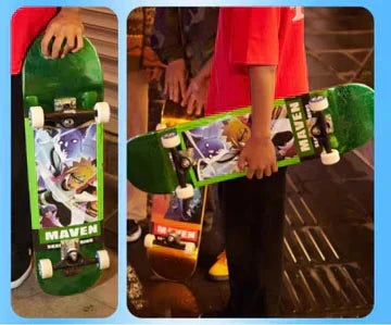 Naruto Anime Complete Skateboard, 7-Layer Maple Wood Deck Anime Character Graphic Standard Trick Skateboard, Fully Assembled Skate Board for Beginners Teens Adults, Anime Fan Gift