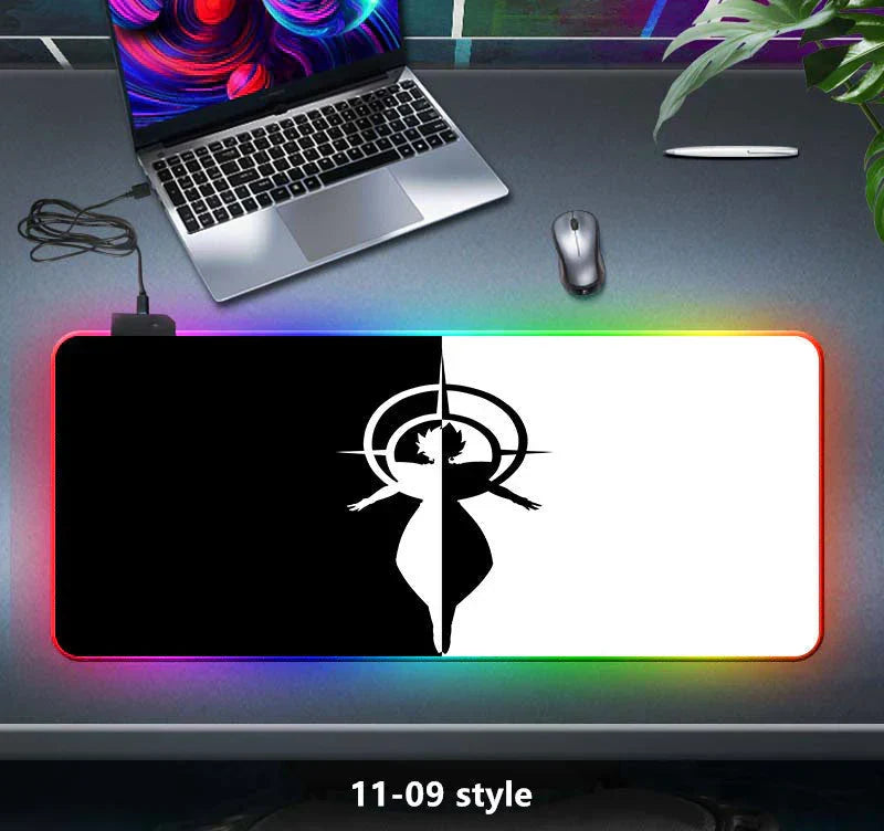 Dragon Ball Z RGB Large Mouse Pad, Anime DBZ Goku Vegeta Frieza Extended Gaming Mousepad with LED Rainbow Light, Non Slip Rubber Base Desk Mat for PC Keyboard Laptop, Dragon Ball Fan Decor