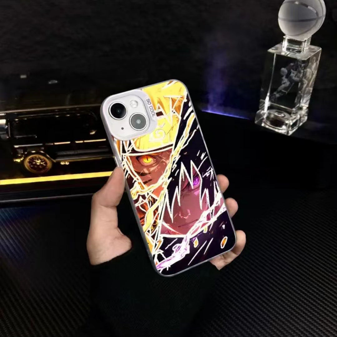 Naruto Anime Phone Case for iPhone, Cool Cracked Line Naruto Sasuke Character Print Case, Shockproof Soft TPU Protective Cover, Anime Naruto Merch Phone Shell Gift for Anime Fans