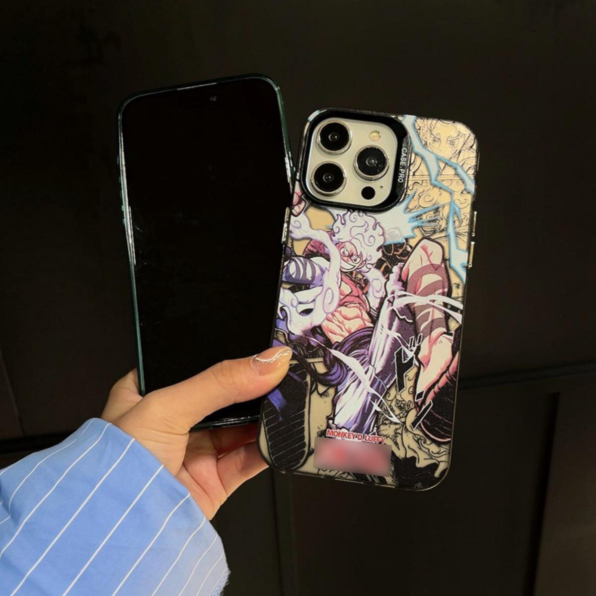 One Piece Manga Style Phone Case for iPhone, Luffy Gear 5 & Roronoa Zoro Comic Print Shockproof Protective Case, Hard IMD Back Cover with Colorful Camera Frame, Anime One Piece Merch Phone Shell for iPhone Series
