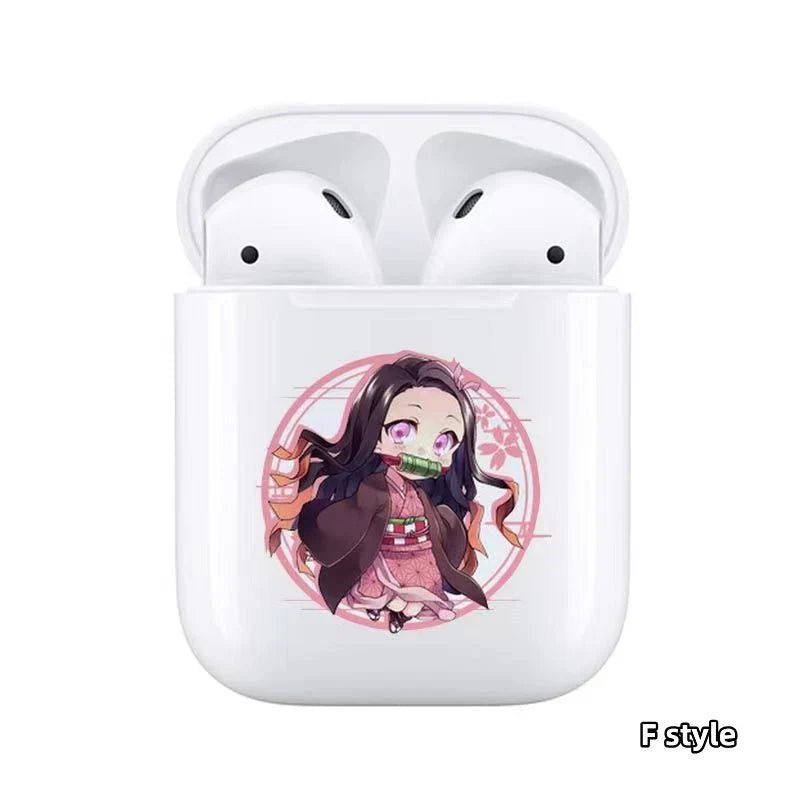 Demon Slayer Wireless Bluetooth Earbuds, Tanjiro Nezuko Zenitsu Giyuu Anime Print TWS Earphones, Touch Control Stereo Sound Headset, Portable Earbuds Case, Anime Fan Gift
