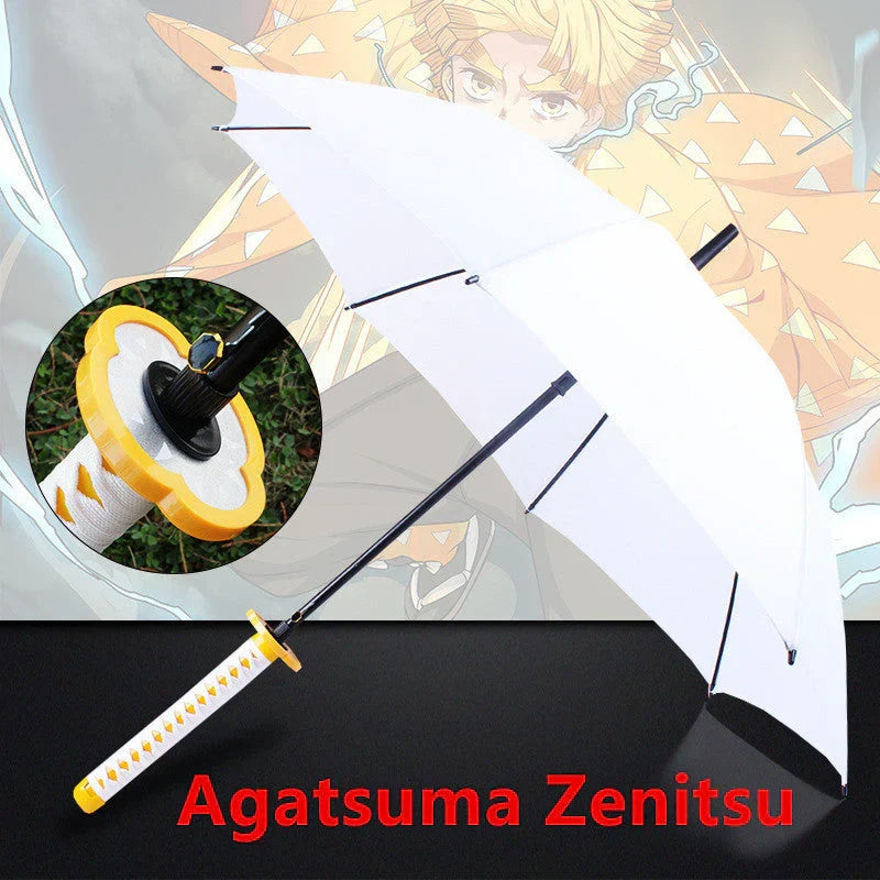 Demon Slayer Nichirin Sword Umbrella, Anime Katana Shaped Long Handle Umbrella, Tanjiro Zenitsu Giyuu Rengoku Samurai Sword Umbrella, Cosplay Prop Rain Sun Umbrella, Anime Collectible Gift for Fans