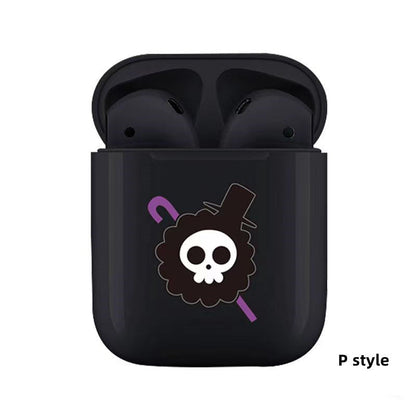 One Piece Anime TWS Wireless Earbuds, Luffy Zoro Sanji Chopper Skull Logo Printed Bluetooth Earphones, Stereo In-Ear Headphones with Portable Charging Case, Anime Fan Gift Wireless Headset
