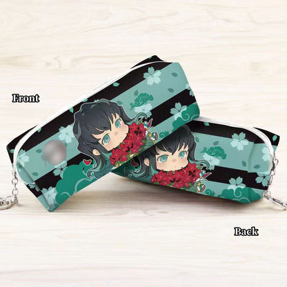 Demon Slayer Anime Pencil Case, Multi Styles Tanjiro Nezuko Zenitsu Rengoku Printed Pen Bag, Large Capacity Zipper Stationery Pouch, Demon Slayer Merch Makeup Bag Gift for Students Anime Fans