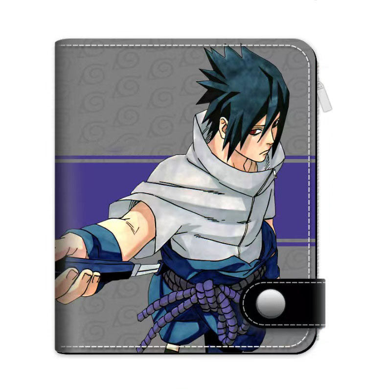 Naruto Anime Bifold Wallet, Multiple Character Printed PU Leather Short Purse, Snap Button Card Holder Cash Pocket Wallet, Naruto Itachi Sasuke Kakashi Naruto Merch Wallet Gift for Anime Fans