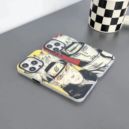 Naruto Anime Phone Case, Manga Sketch Style Protective Case for iPhone, Naruto Uzumaki Kakashi Pain Printed Soft TPU Phone Cover, Shockproof Slim Anime Phone Shell, Naruto Anime Fan Gift for iPhone
