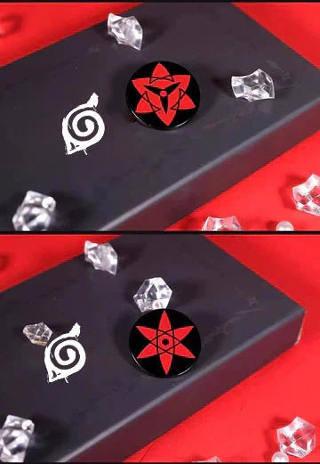 Naruto Anime Sharingan Metal Pin Badge Set, Leaf Village Symbol Akatsuki Cloud Uchiha Brooch Collection Box, Ninja Kunai Pendant, Cosplay Lapel Pins, Collectible Gift for Naruto Anime Fans Teens Adults