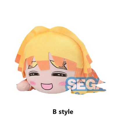 Demon Slayer Kimetsu no Yaiba Lying Plush Doll, Cute Anime Character Stuffed Pillow Plushie, Tanjiro Nezuko Zenitsu Inosuke Giyuu Shinobu Soft Toy, Anime Collectible Plush Gift for Fans