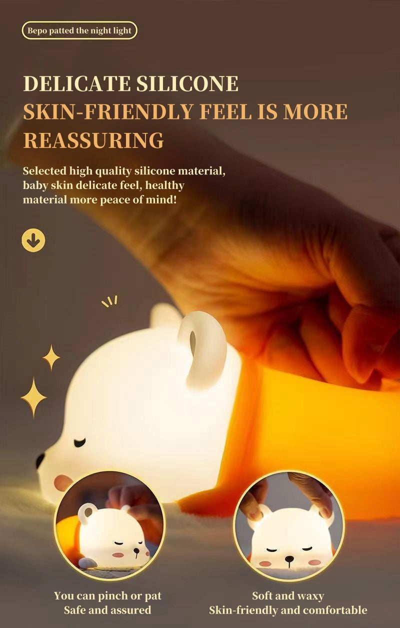 One Piece Bepo Silicone Night Light, Cute Touch Control LED Bedside Lamp, Soft Warm Light Anime Character Night Lamp, Rechargeable Bedroom Decor Light, Collectible Gift for One Piece Fans