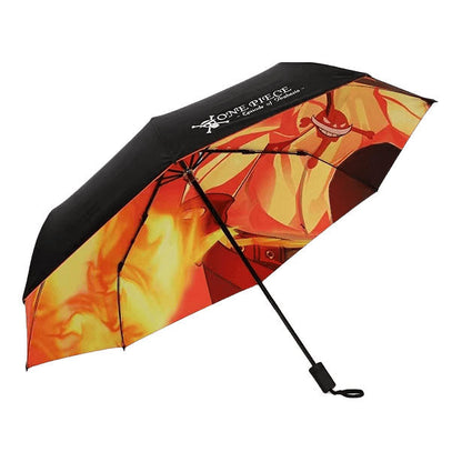 One Piece Anime Folding Umbrella, Luffy Zoro Ace Straw Hat Crew Printed Compact Rain Sun Umbrella, Portable Auto Open Close Parasol, Anime Merch Gift for One Piece Fans