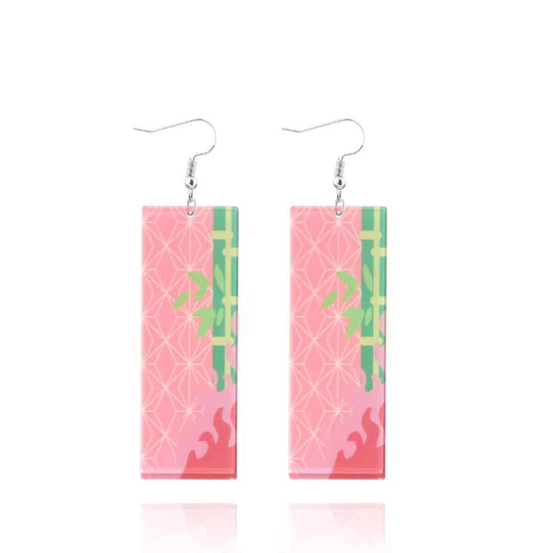 Demon Slayer Anime Earrings, Tanjiro Hanafuda Drop Dangle Earrings, Multiple Styles Acrylic Cosplay Earrings, Demon Slayer Kimetsu No Yaiba Jewelry, Anime Cosplay Accessories Gift for Demon Slayer Fans