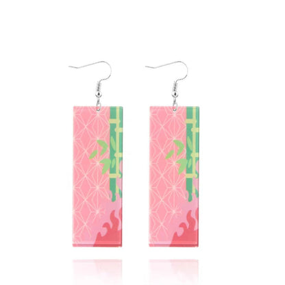 Demon Slayer Anime Earrings, Tanjiro Hanafuda Drop Dangle Earrings, Multiple Styles Acrylic Cosplay Earrings, Demon Slayer Kimetsu No Yaiba Jewelry, Anime Cosplay Accessories Gift for Demon Slayer Fans
