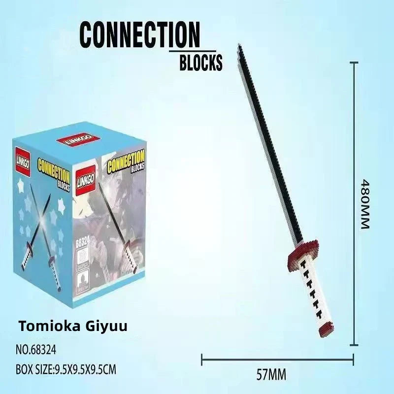 Demon Slayer Nichirin Sword Building Block Set, Anime Katana Model Kit with Scabbard & Display Stand, Multiple Styles Collectible Brick Sword, Cosplay Prop Assembly Toy Gift for Demon Slayer Fans