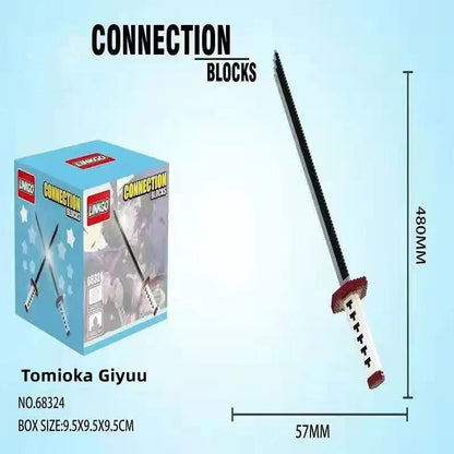 Demon Slayer Nichirin Sword Building Block Set, Anime Katana Model Kit with Scabbard & Display Stand, Multiple Styles Collectible Brick Sword, Cosplay Prop Assembly Toy Gift for Demon Slayer Fans