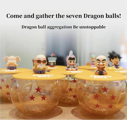 Dragon Ball Z Anime Glass Cup with Figure Lid, DBZ Dragon Star Pattern Double Wall Glass Mug, Cute Mini Character Figurine Cover Tea Coffee Cup, Dragon Ball Collectible Drinkware Gift for Anime Fans