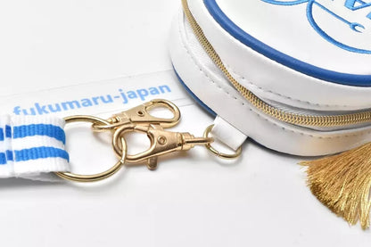 One Piece Marine Round Coin Purse, Anime Marine Logo Embroidery Mini Zipper Pouch, Small Circular Wallet with Keychain & Lanyard, Collectible Storage Bag for One Piece Fans