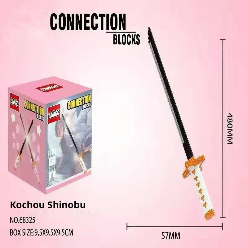 Demon Slayer Nichirin Sword Building Block Set, Anime Katana Model Kit with Scabbard & Display Stand, Multiple Styles Collectible Brick Sword, Cosplay Prop Assembly Toy Gift for Demon Slayer Fans