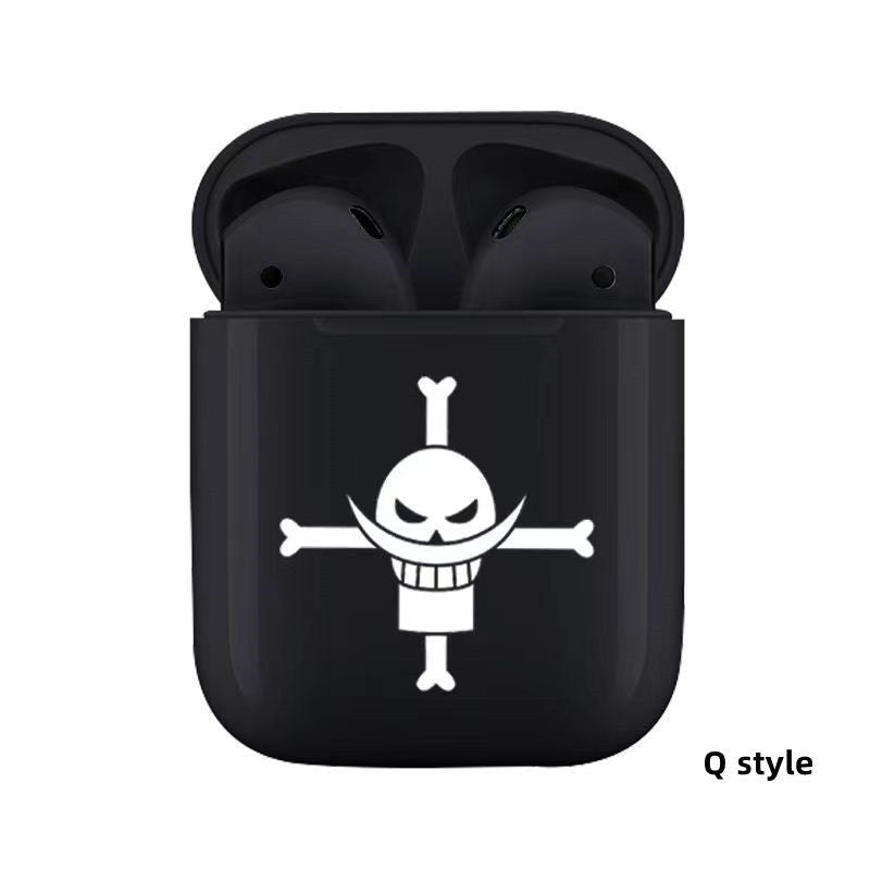One Piece Anime TWS Wireless Earbuds, Luffy Zoro Sanji Chopper Skull Logo Printed Bluetooth Earphones, Stereo In-Ear Headphones with Portable Charging Case, Anime Fan Gift Wireless Headset