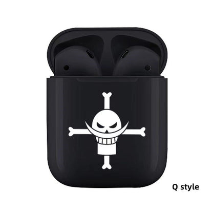 One Piece Anime TWS Wireless Earbuds, Luffy Zoro Sanji Chopper Skull Logo Printed Bluetooth Earphones, Stereo In-Ear Headphones with Portable Charging Case, Anime Fan Gift Wireless Headset