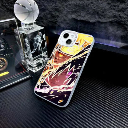 Naruto Anime Phone Case for iPhone, Cool Cracked Line Naruto Sasuke Character Print Case, Shockproof Soft TPU Protective Cover, Anime Naruto Merch Phone Shell Gift for Anime Fans