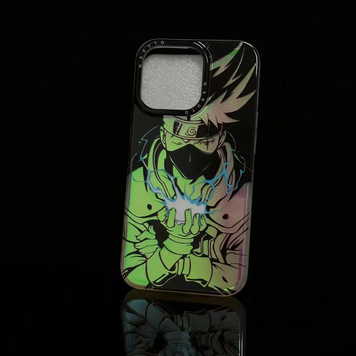Naruto Anime Laser Holographic Phone Case for iPhone, Kakashi Pain Manga Art Print Shockproof Soft TPU Phone Cover, Iridescent Laser Flash Surface Slim Protective Phone Shell, Naruto Anime Fan Gift for iPhone