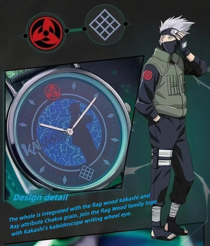 Naruto Anime Character Quartz Watch, Uchiha Sasuke Itachi Kakashi Naruto Wrist Watch, Vintage PU Leather Strap Analog Watch, Anime Cosplay Accessory Collectible Gift for Naruto Fans